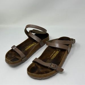 Birkenstock Yara brown ankle strap medium / narrow Width size 37 or us 6 to 6.5